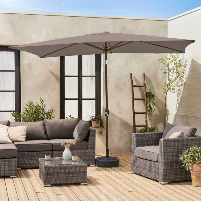 Rechthoekige parasol 2x3m - Touquet taupe - verstelbare aluminium middenpaal en openingsmechanisme
