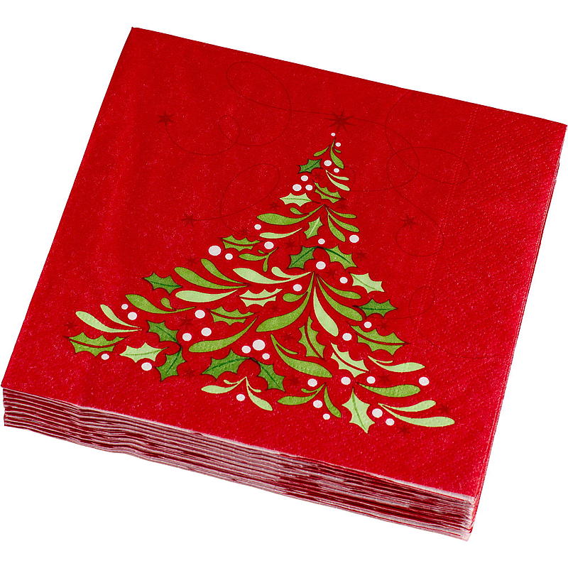 Serviettes de table Vie Eco, paquet de 20, 33 x 33 cm, motif de Noël