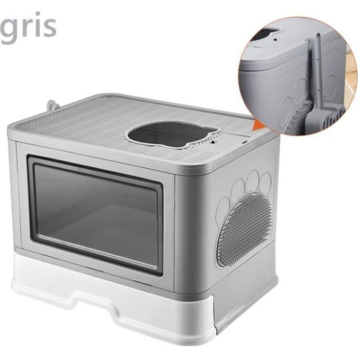 Foldable Cat Litter Box - MENGDA - Cat Litter Box with Removable Trays - 48.5*36.5*38cm - Grey