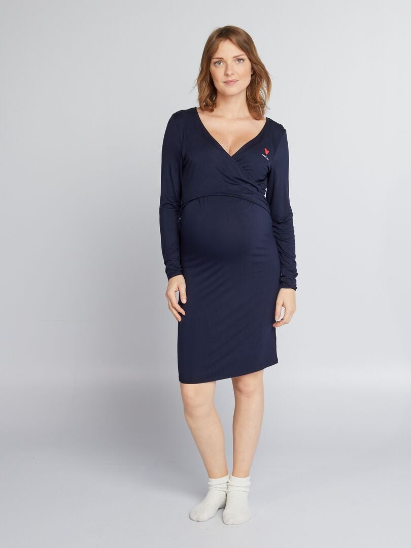 Nachtjapon voor borstvoeding - BLAUW