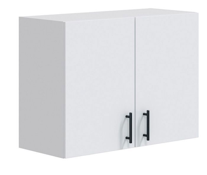Meuble à suspendre, meuble haut pour cuisine avec 2 portes coloris blanc brillant - hauteur 59 x longueur 80 x profondeur 34 cm