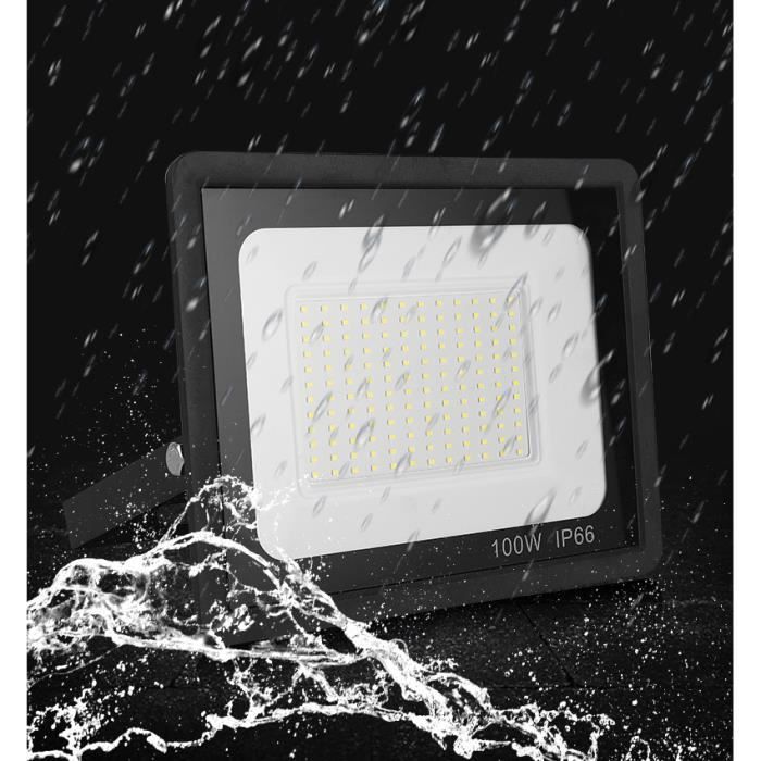 5 focos LED de 100 W, focos exteriores de alto brillo, resistentes al agua IP66, luz blanca fría de 6000 K.
