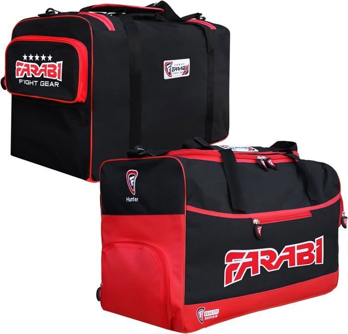 Sac de Sport - Farabi Sports - Rouge - Polyester Résistant - 4 Poches Zippées - Design Moderne