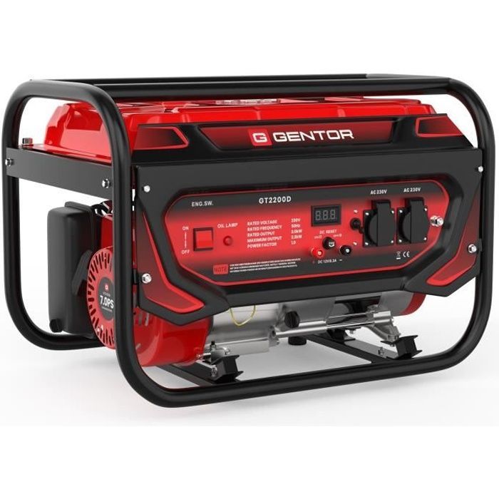 Generador - GENTOR - GT2200D - 2200 WATT - 15 l - 65 db - rojo