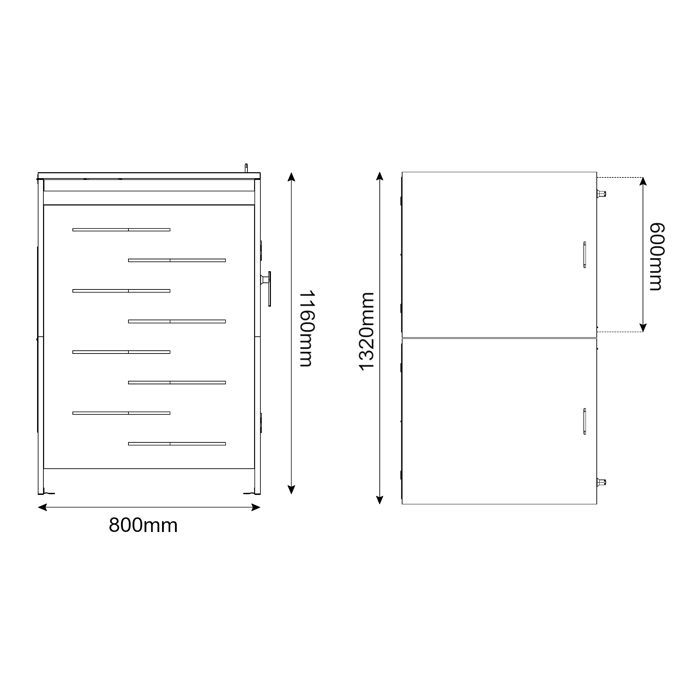 Caja de almacenamiento Bernalda para 2 contenedores de 240 L, acero galvanizado, color antracita.