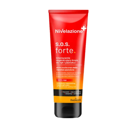 NIVELAZIONE S.O.S. FORTE WEGAŃSKI INTENSYWNIE REGENERUJĄCY KREM DO RĄK I PAZNOKCI 100ML