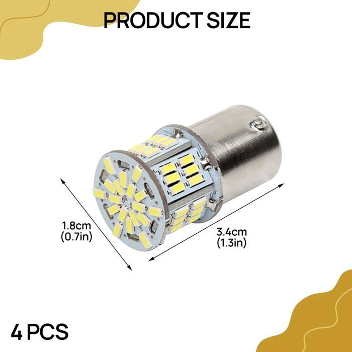 Ampoule LED Voiture 4 Pcs 1157 Blanc 6000-7000K P21/5W, Veilleuse LED Voiture pour Feu de Stop, Feux Arrière, Moto, RV, Auto