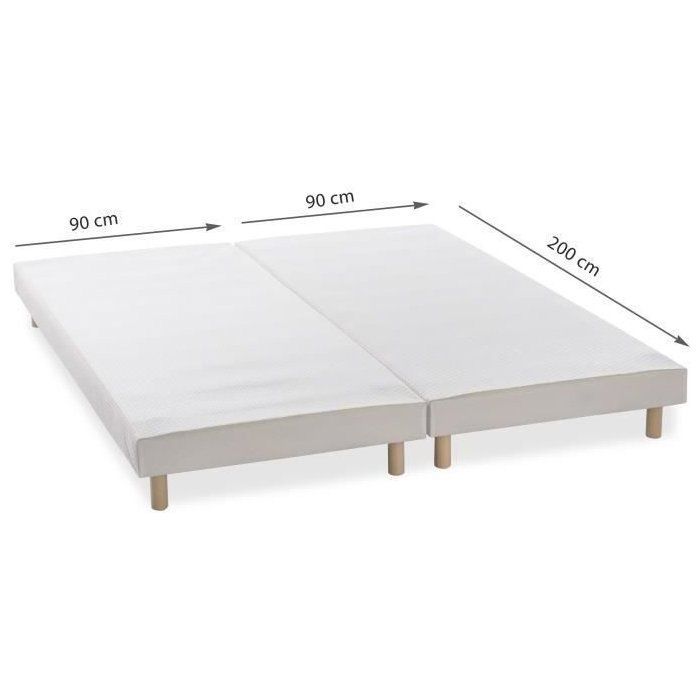 DEKO DREAM Rakenne - Sommiers tapissiers à lattes x 2 - 180 x 200 - Bois massif blanc + pieds
