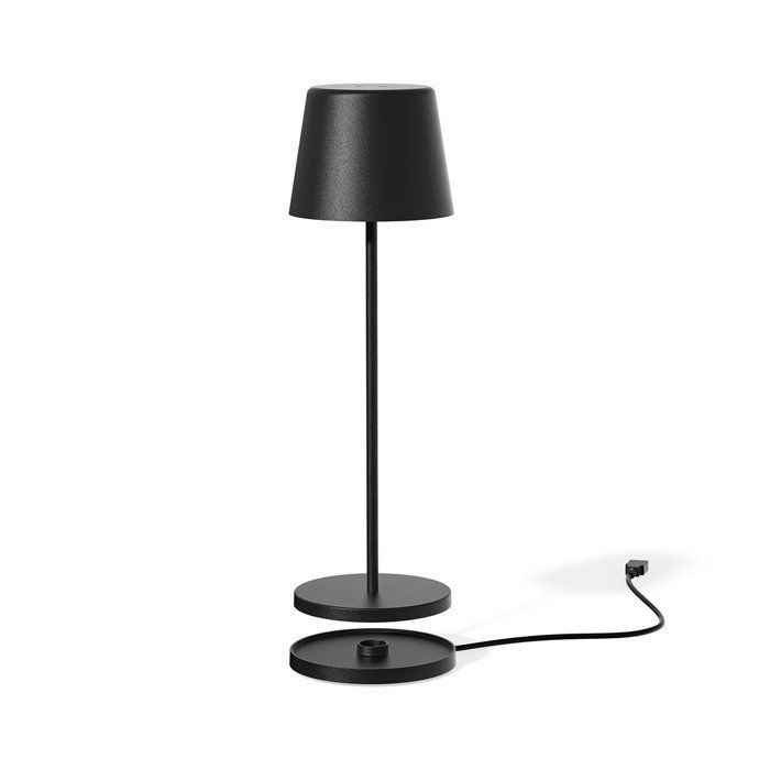 Lampada da tavolo wireless - LUMISKY - KELLY BLACK - Alluminio nero - LED bianco dimmerabile - Ricaricabile - H38 cm