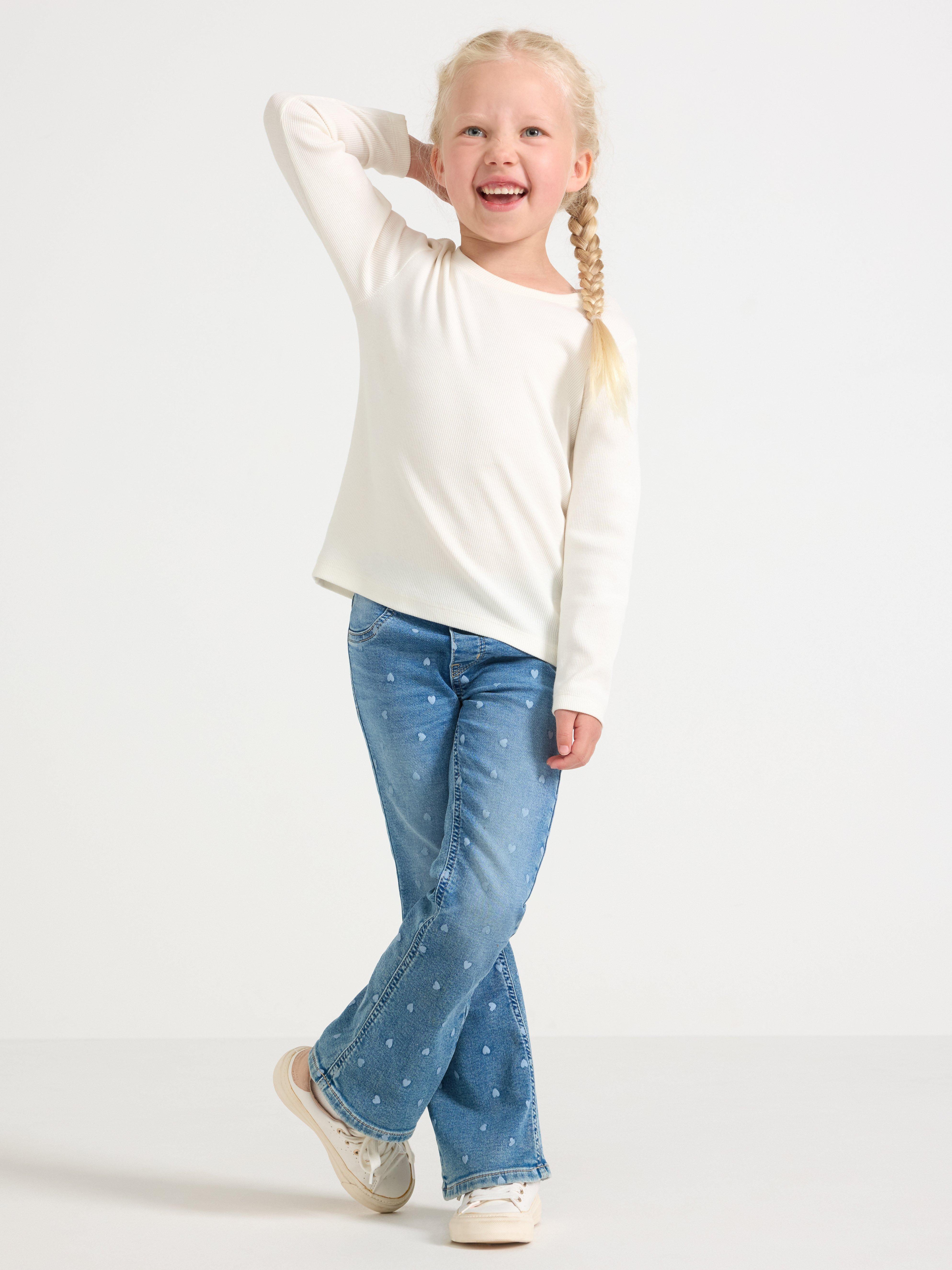 FREJA Flared jeans med hjerter Denimblå