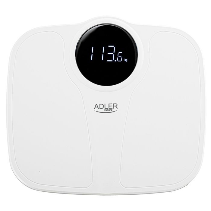 Pèse-personne Numérique Haute Précision 180 kg, Écran LED, Arrêt Automatique Adler AD8172W  Blanc