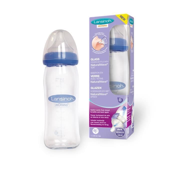 LANSINOH Biberon Verre Natural Wave 240 ml