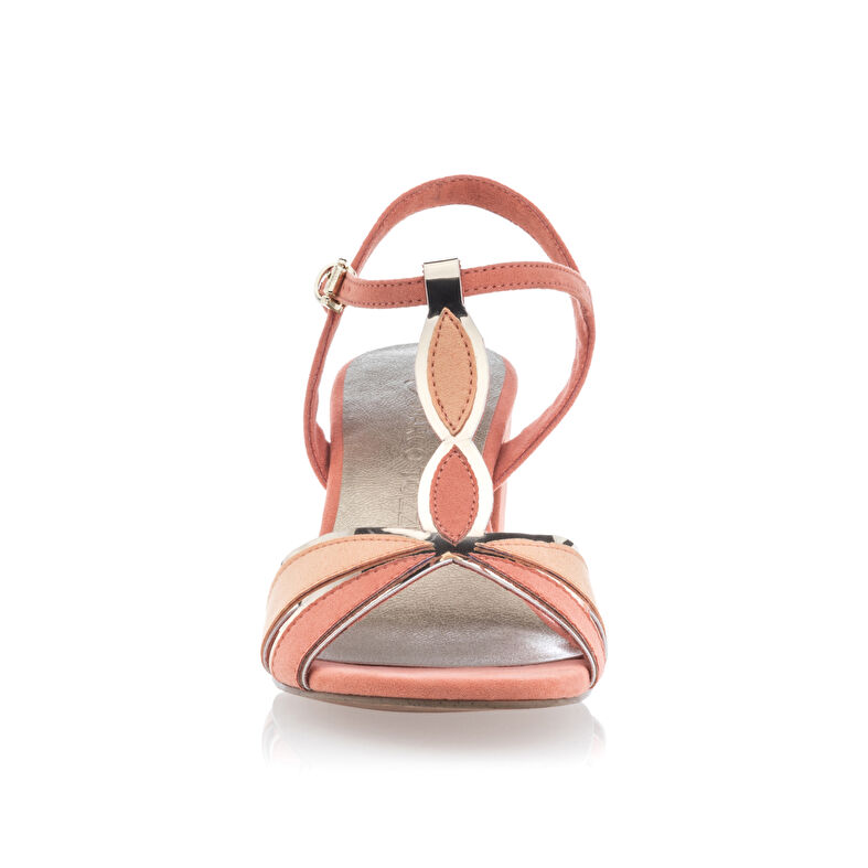 Oransje sandaler / sko med åpen tå til dame