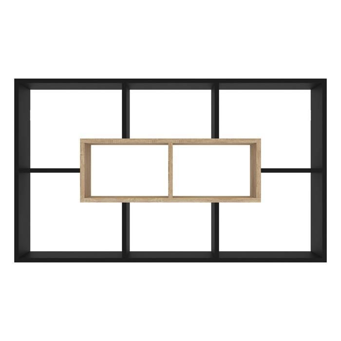 IDMARKET Etagère murale COLETTE avec 8 compartiments noir et effet bois