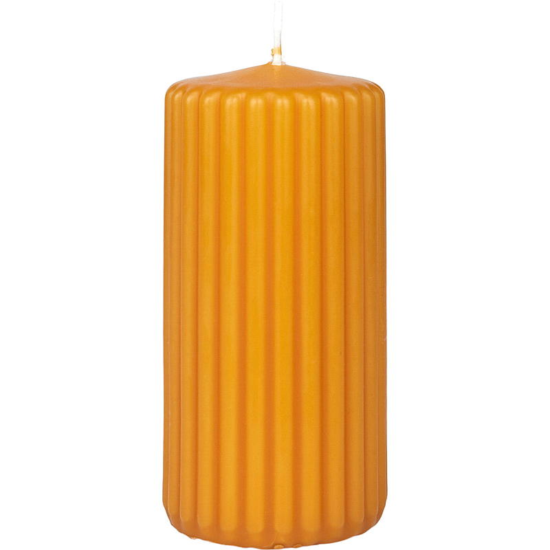 Bougie cube Vie Home 12 cm ø 6 cm rainurée, paraffine ocre