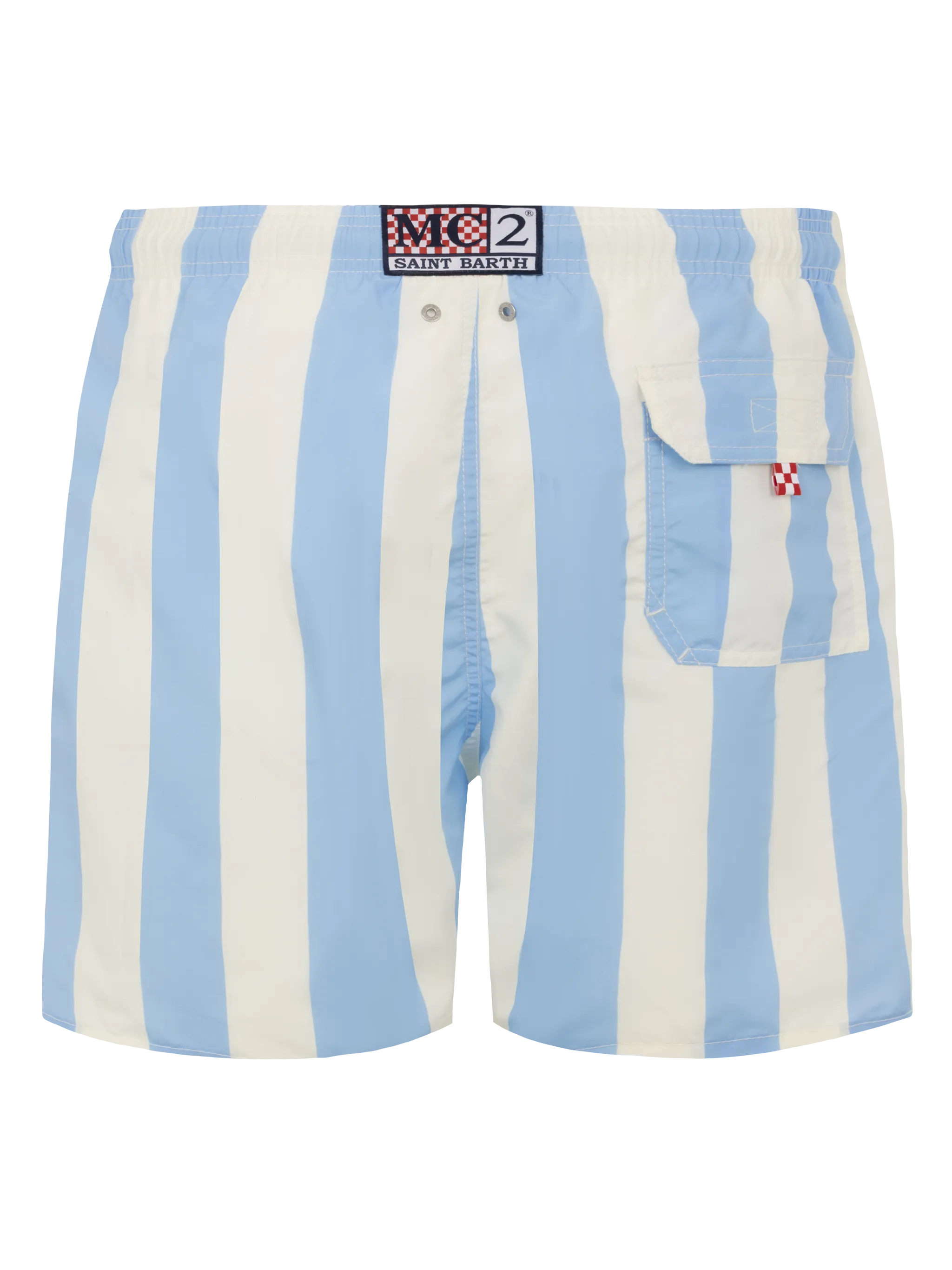 Costume mare lunghezza media Gustavia a righe con ricamo St. Barth