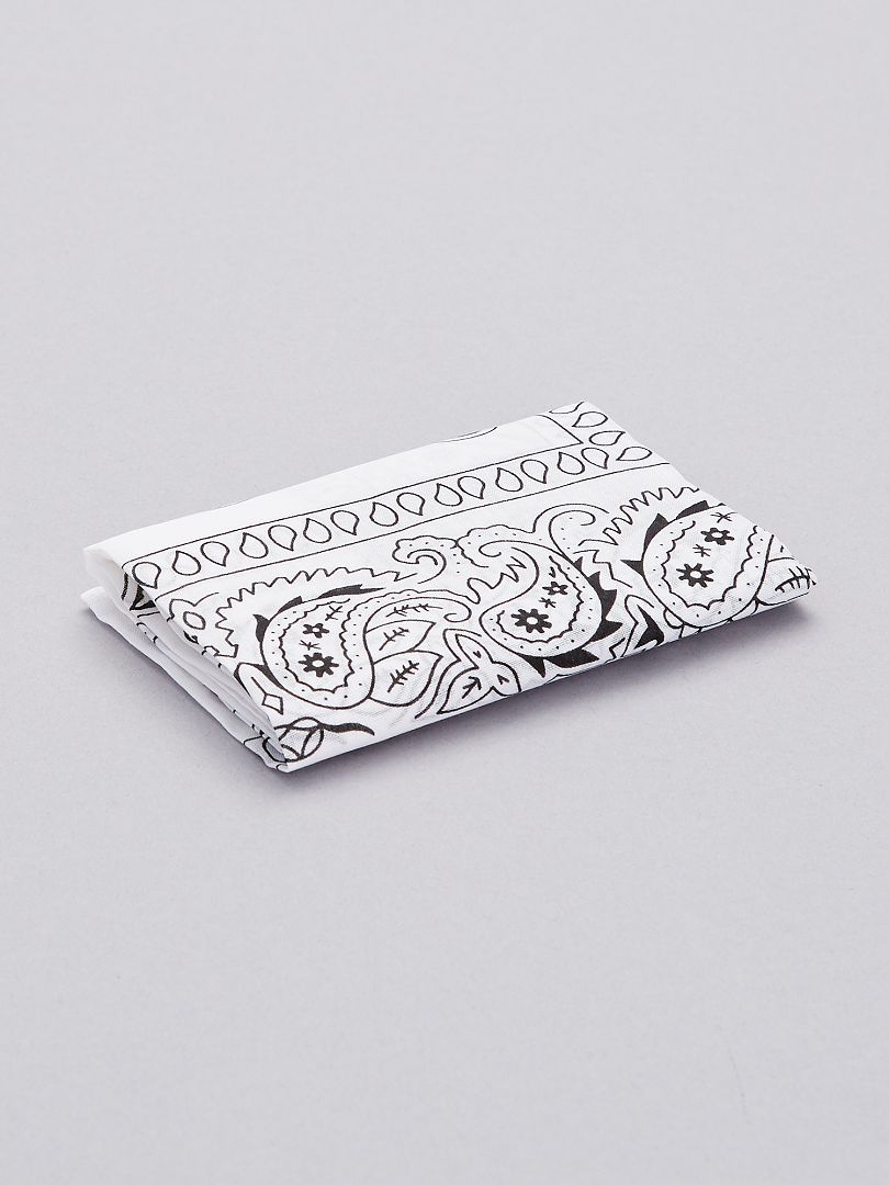 Bandana de algodão estampada - branca