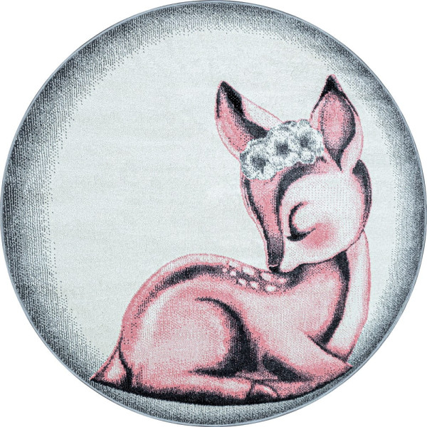 Dywan dziecięcy Bambi różowy koło 120 cm x 120 cm