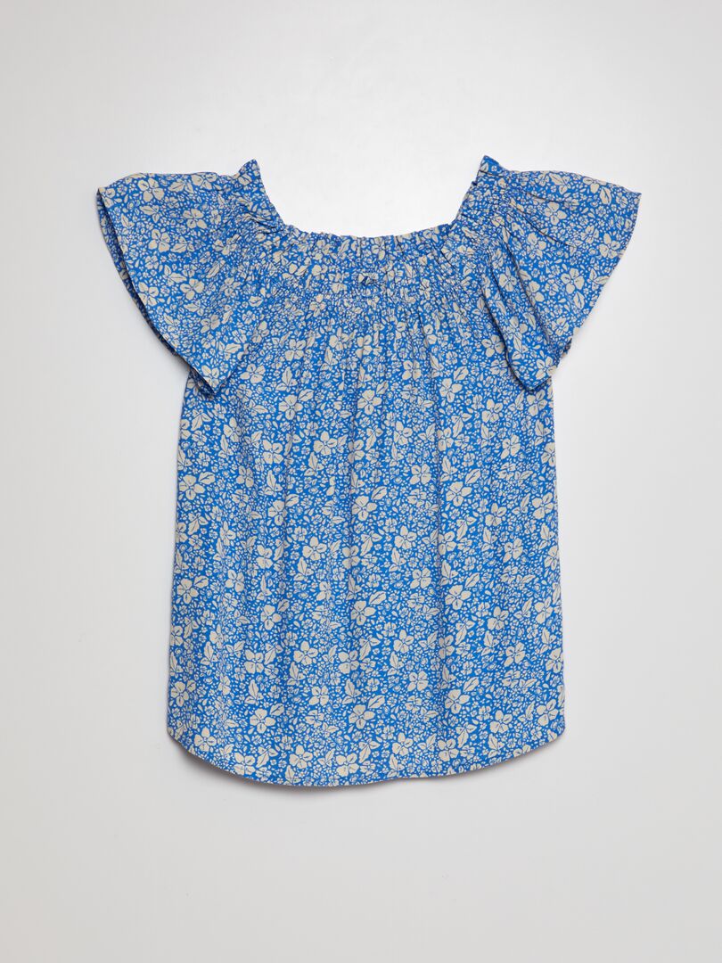 Zachte blouse met print - Gemakkelijk aan te trekken - Blauw