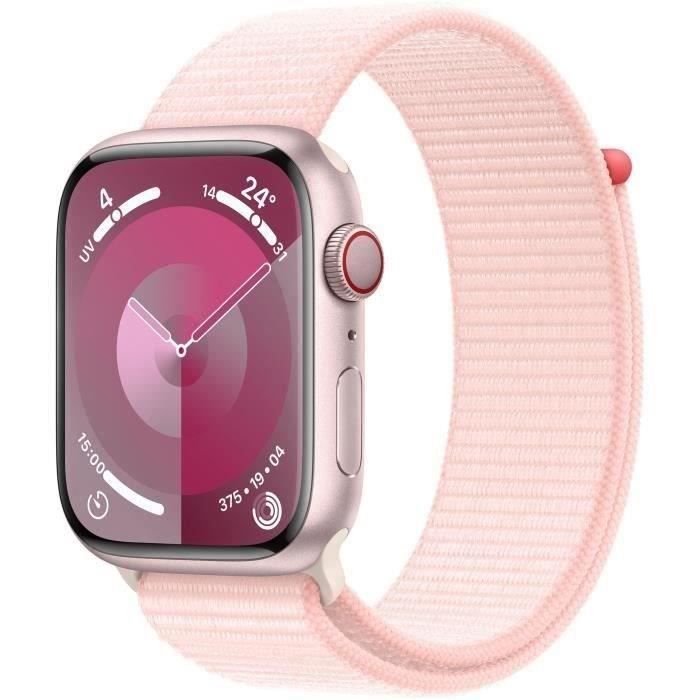 Apple Watch Series 9 GPS - 45mm - Boîtier Pink Aluminium - Bracelet Light Pink Sport Loop (2023) - Reconditionné - Très bon état