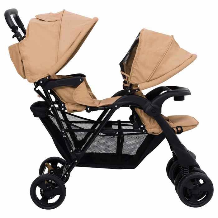 vidaXL Double Stroller, Foldable Travel Pram, Toddler Stroller, Outdoor Protection against the elements 10349