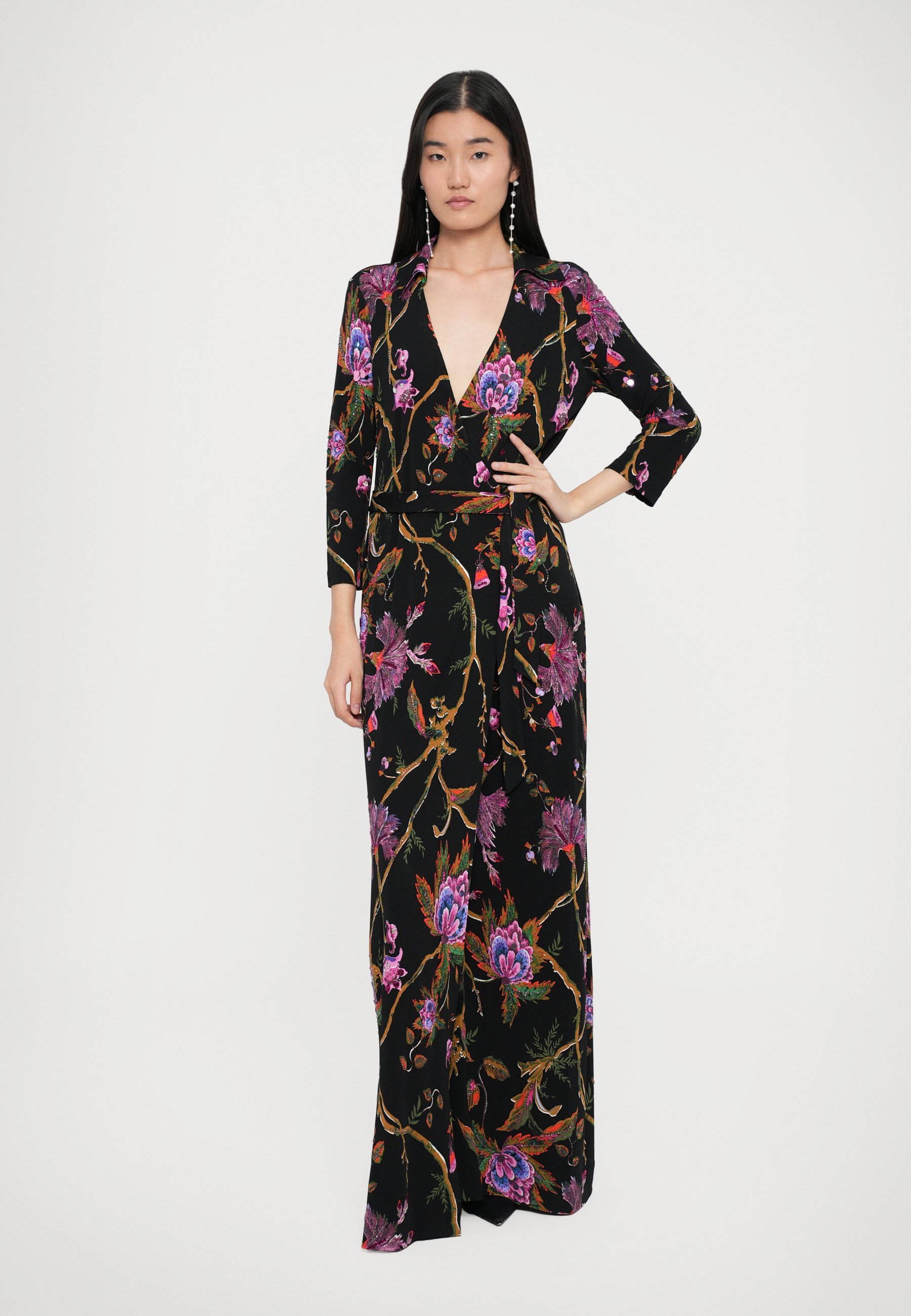 Diane von Furstenberg ABIGAIL LONG WRAP DRESS - Sukienka maxi - czarna