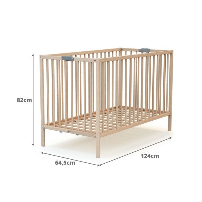 Berço dobrável para bebê - 60 x 120 cm - WEBABY - FLEX - Faia natural