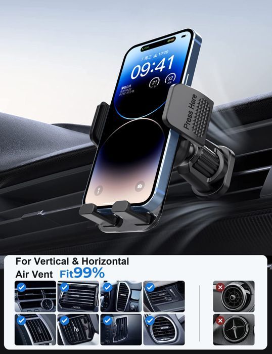 Supporto per telefono da auto - NOBRAND - Rotazione a 360° - Compatibile con il 99% delle bocchette di ventilazione - Anti-caduta
