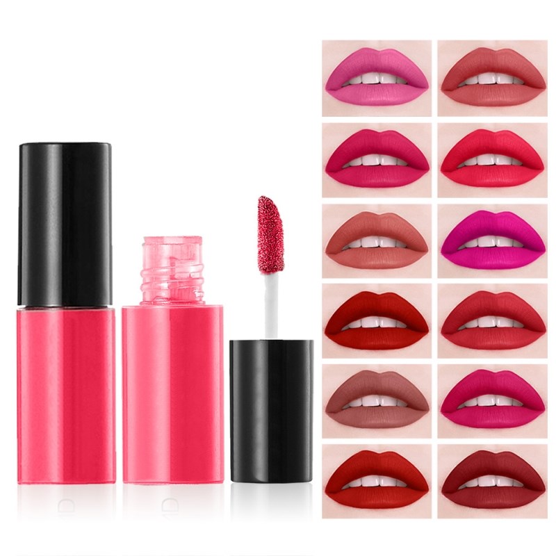Batom Líquido Matte Mini à Prova d'Água de Longa Duração, Fácil de Transportar, 12 Cores, Gloss Labial 3,5g, Marca de Maquiagem para Lábios LAMUSELAND