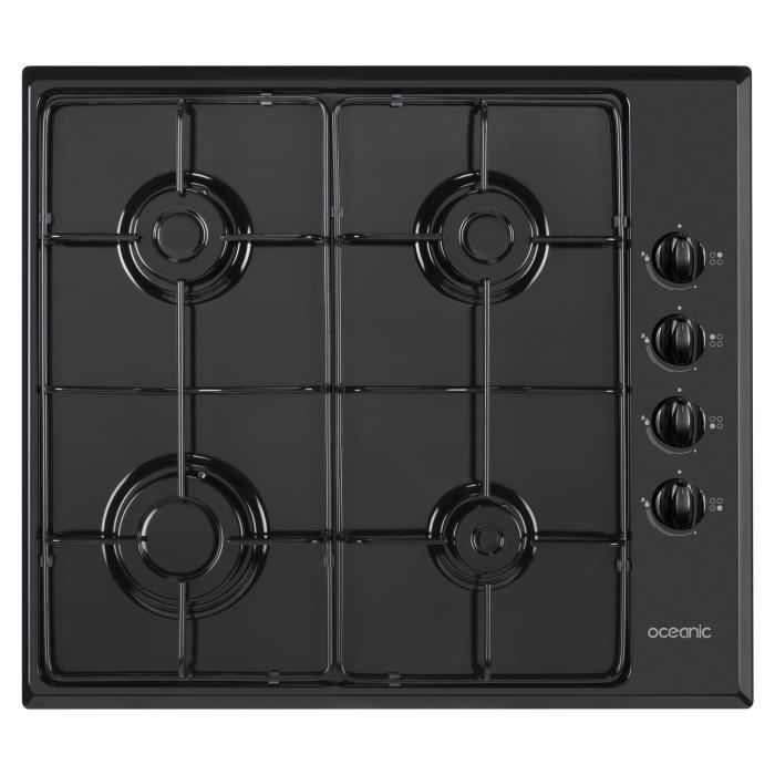 Placa de gas OCEANIC de 4 quemadores - Esmalte negro