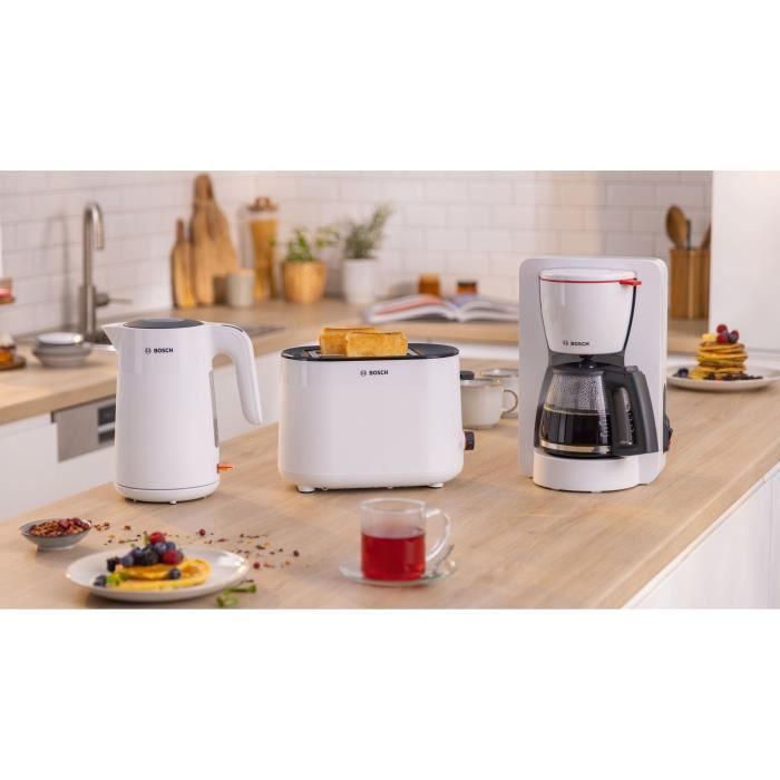 Cafetera de filtro - BOSCH - TKA2M111 MyMoment - Blanca - Capacidad de 1,25 L - Jarra de vidrio - Sistema antigoteo
