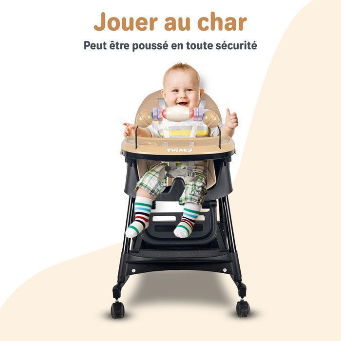 Twinky® Chaise Haute Bébé SWING | Évolutive, Pliable & Réglable | Siège Repas Confort de 6 Mois à 3 Ans | Multifonction