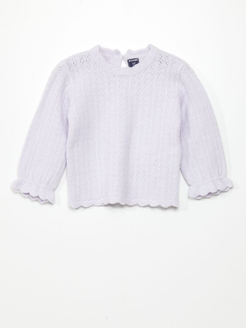 Jersey de cuello redondo con volantes - MORADO