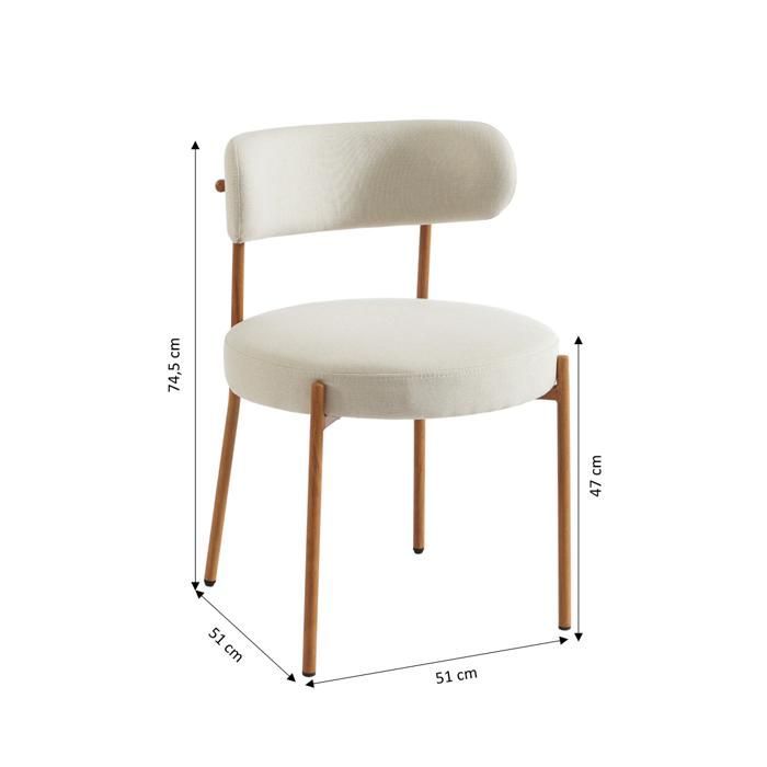 Juego de 2 sillas NOA en tela beige con patas de metal y acabado de madera.