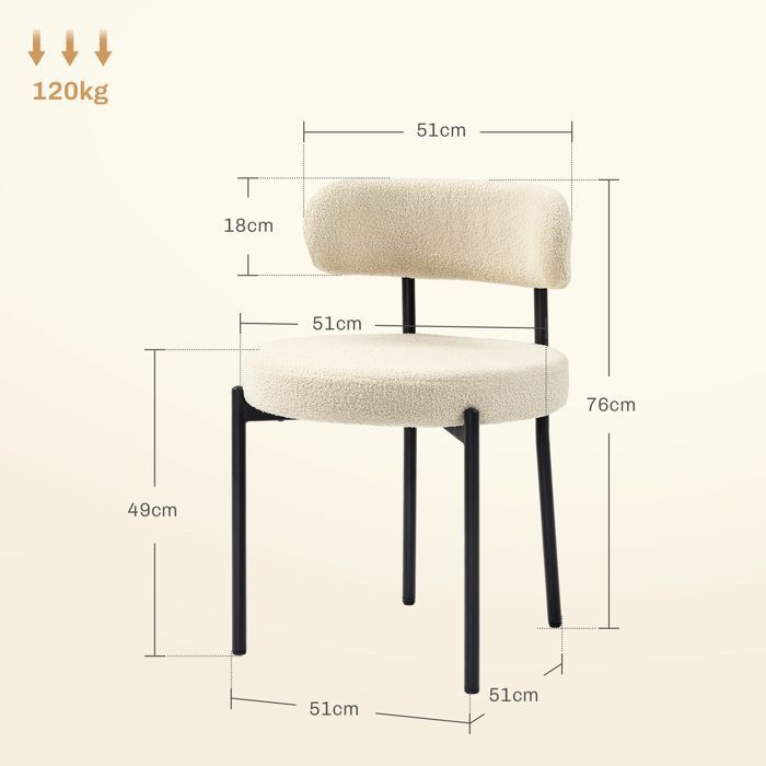 Juego de 2 sillas de comedor - HOMCOM - respaldo de tela, patas de acero - 51 x 51 x 76 cm - beige y negro