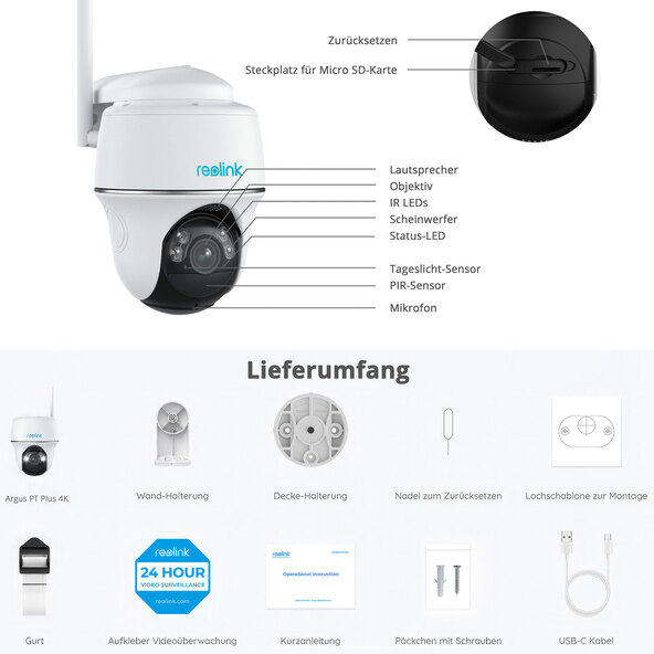 Überwachungskamera Argus PT Plus 4K