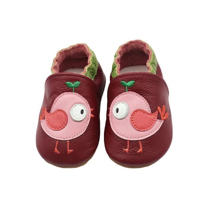Pantofole per neonati in morbida pelle - INSFITY - Borgogna - Unisex