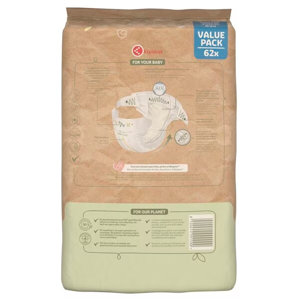 Kruidvat Pure & Soft plenice za novorojenčke, velikost 1, ugoden paket<br>Velikost 1 (2–5 kg), 62 kosov