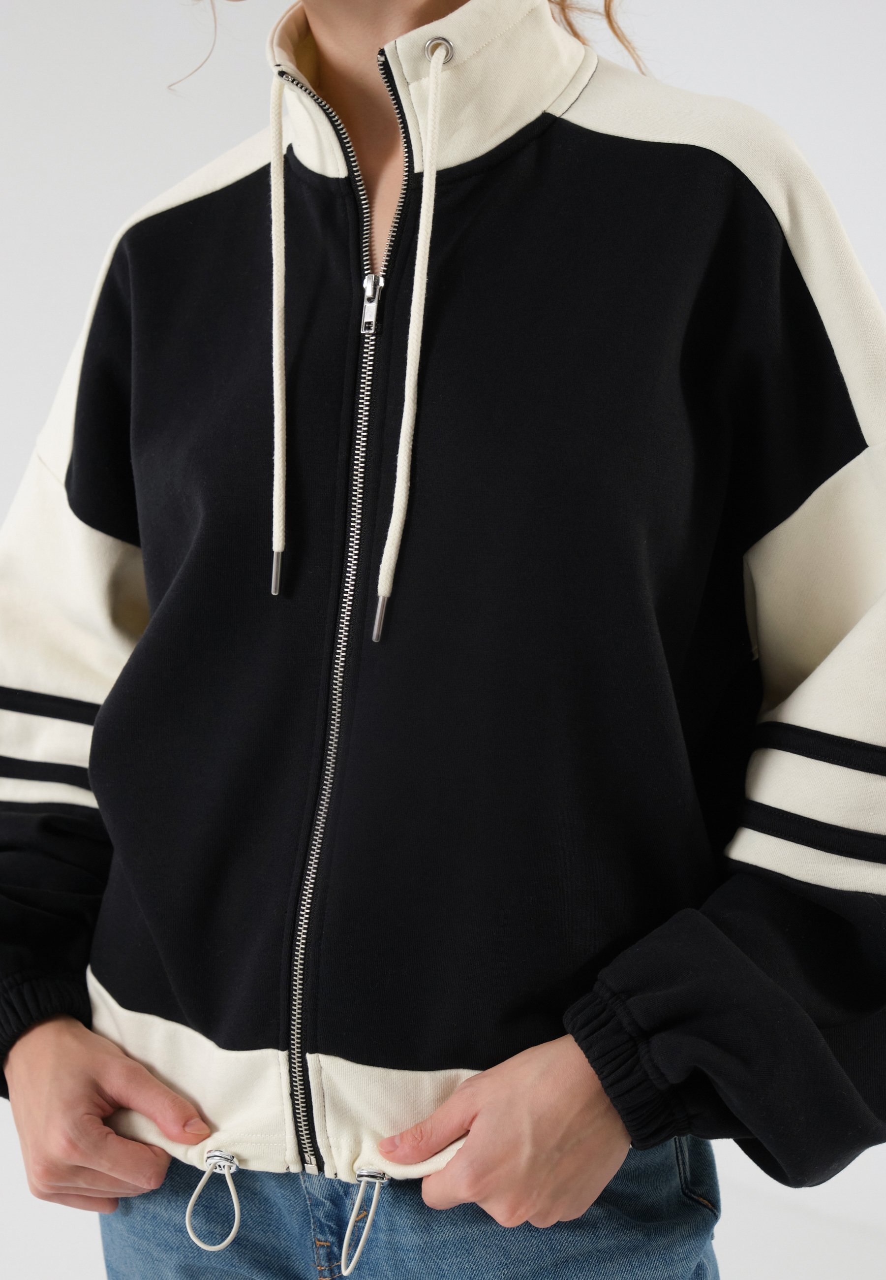 Even&Odd sweatshirt met rits - zwart