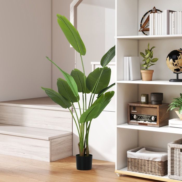 Planta artificial de interior - HOMCOM - 160 cm - maceta de plástico y tierra flocada - verde