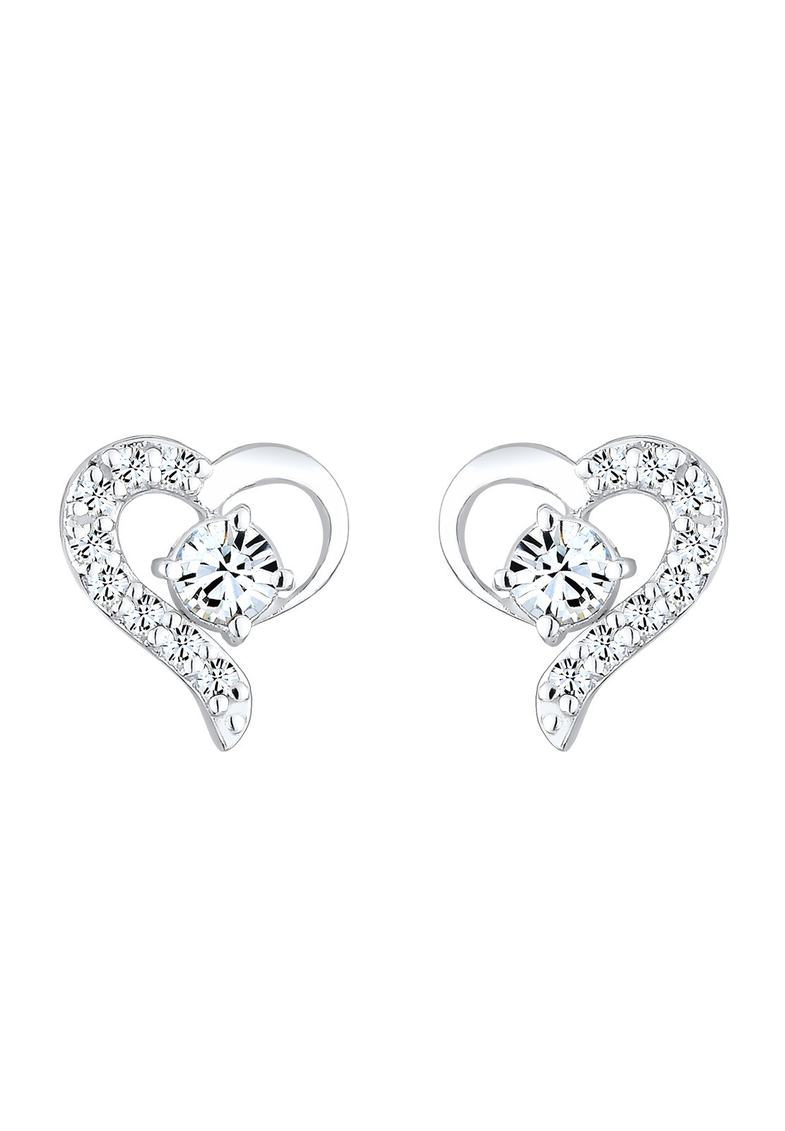 Elli Femmes Clous d'oreilles Cœur avec Cristaux en Argent Sterling 925