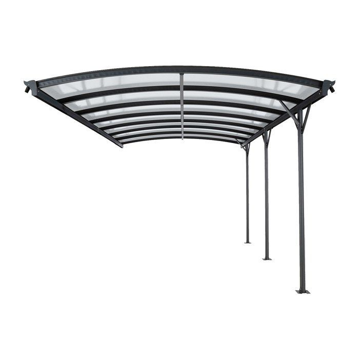 Pérgola/cochera independiente de aluminio - 1 coche - 505 x 239 cm - 15,15 m² - Gris antracita - BARESA