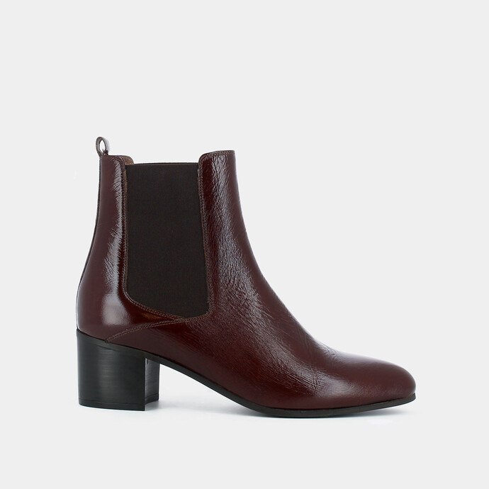Bottines à talons  en cuir vieilli marron