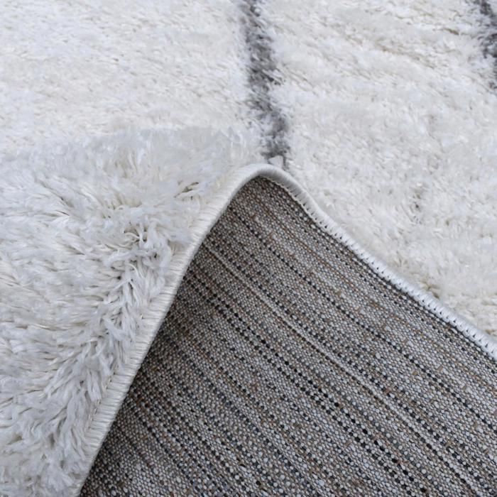 Langfloriger, zotteliger Teppich 160x220 rechteckig gewebt cremefarbenes Berbermuster LYN4 SOFT 6