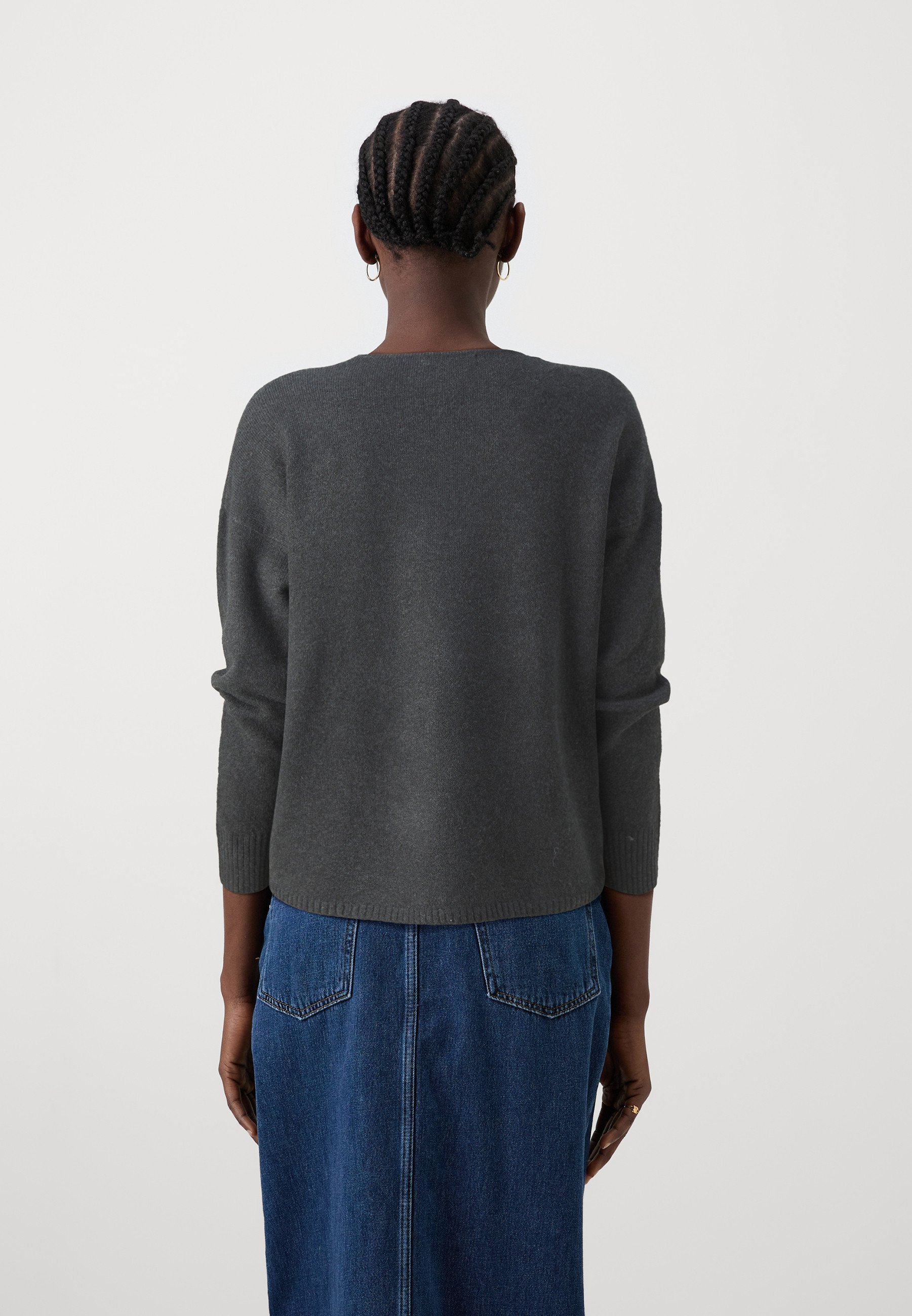 UNIQUEMENT SUR LRICA LIFE - Pull à manches longues et col en V - gris foncé