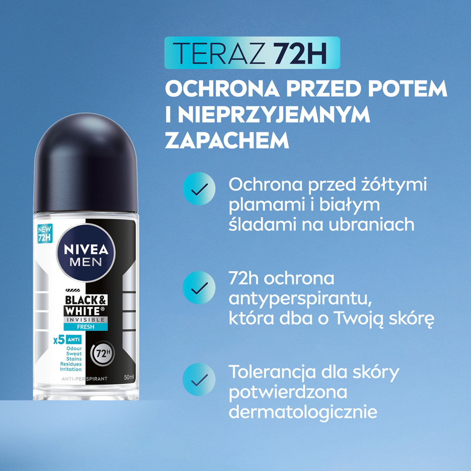 Nivea Men Déodorant Roll-on 50ml Invisible Men