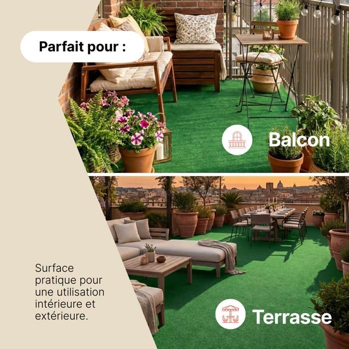 TAPISO Gazon Artificiel Synthétique Magic Forest Vert Pelouse Polypropylène Extérieur 200x300