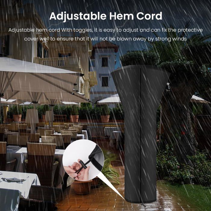 Telo di copertura impermeabile per riscaldatore da esterno, 226x85x48 cm - 1 pezzo, nero, 226x85x48 cm - Lumiryn