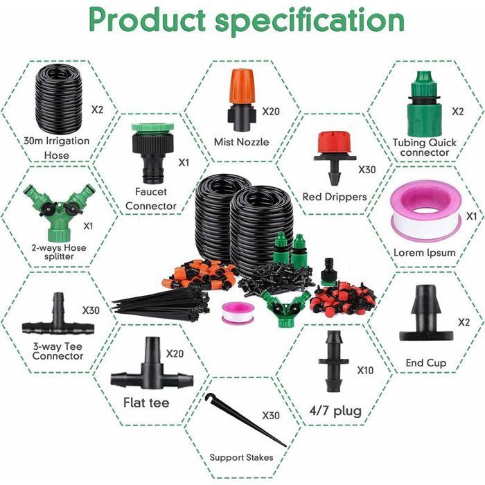 Kit di irrigazione a microgoccia YYV da 149 pezzi, kit di irrigazione automatico, colori assortiti