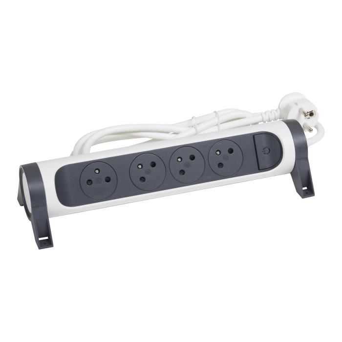 LEGRAND Steckdosenleiste - FB 4x2P+E Premium drehbar und fest - Weiß/Schwarz